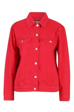 Red Oversized Denim Jacket | Boohoo