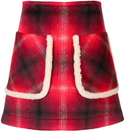 checked A-line skirt