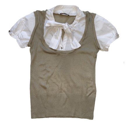 Morgan de toi tan sweater vest with attached white blouse top layer