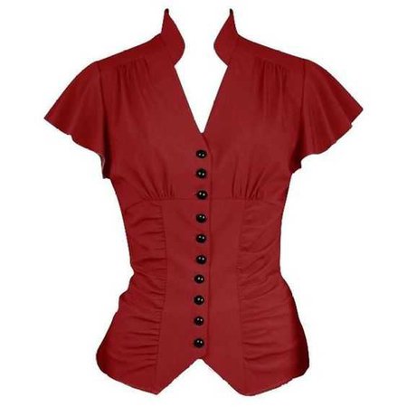Red Vintage 40s Retro Steampunk blouse