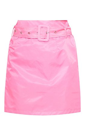 Neon Yellow Shell Belted Waist Mini Skirt | PrettyLittleThing