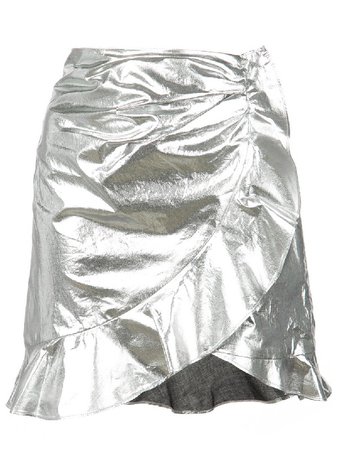 ISABEL MARANT Isabel Marant Shiny Ruffled Mini Skirt - Silver
