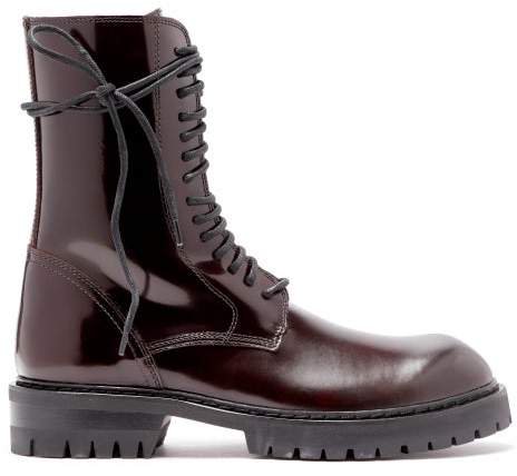 Polished Leather Ankle Boots - Womens - Burgundy