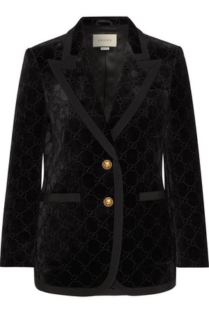 Gucci | Grosgrain-trimmed metallic velvet-jacquard blazer | NET-A-PORTER.COM