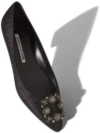 Fashion Concierge Vip HANGISIFLAT Black Glitter Fabric Jewel Buckle Flat Shoe