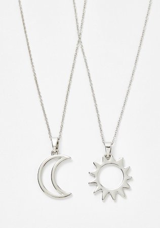 Silver Sun Moon Layered Chain Necklace | Dolls Kill