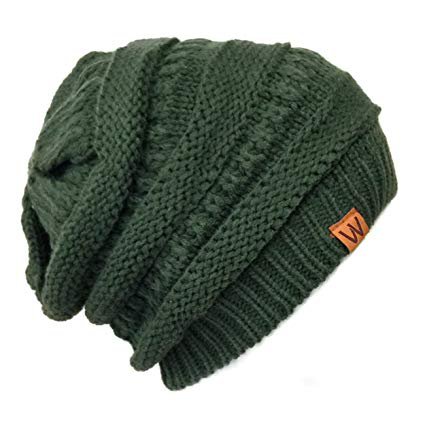 Knitted Army Green Slouchy Beanie