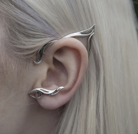 Elf ear cuff silver, Elven ear wrap no piercing,