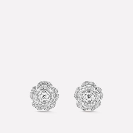 Bouton de Camélia earrings - 18K white gold, diamonds - J11179 - CHANEL
