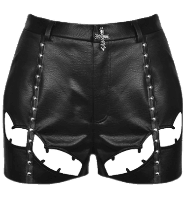 Devil Inspired | Black Cutout Detail PU Shorts (Dei5 edit)