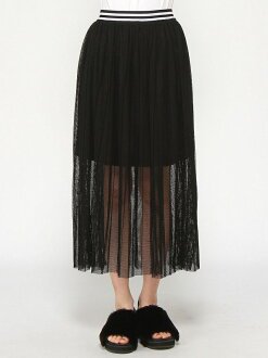 Rakuten BRAND AVENUE: WEGO/(L) mesh pleats line rib long skirt we go skirt | Rakuten Global Market