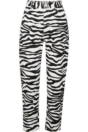 Attico | Cropped zebra-print high-rise tapered jeans | NET-A-PORTER.COM