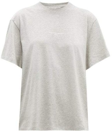 Logo Print Cotton T Shirt - Womens - Grey