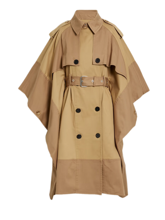 DEREK LAM 10 CROSBY Two-tone cotton-blend gaberdine trench coat