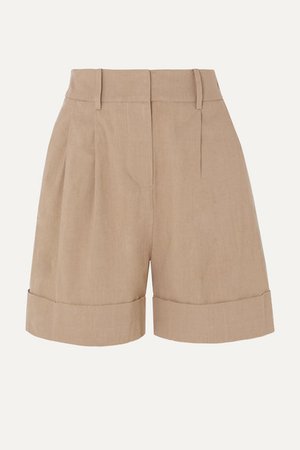 Diane von Furstenberg | Shiana pleated linen-blend shorts | NET-A-PORTER.COM