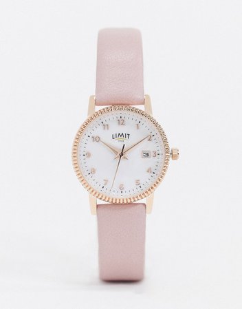 Limit faux leather watch in pink | ASOS