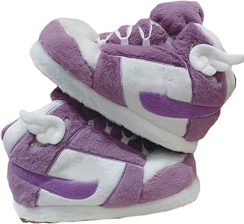 Amazon.com | WUWICE High Top Sneaker Slippers Unisex One-Size Ultra Comfy and Cozy House Fluffy Jordan Like Slippers for Men and Women (Purple,4,12) | Shoes