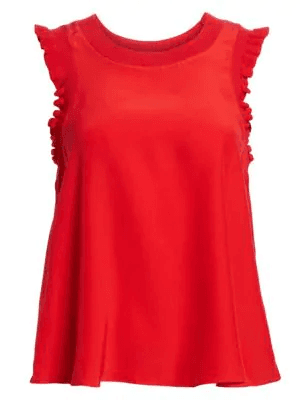 Cinq À Sept Tous Les Jours Lenore Crewneck Sleeveless Silk Top in Red | ModeSens