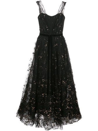 Marchesa Notte Flocked Glitter Tulle Midi Dress Ss20 | Farfetch.Com