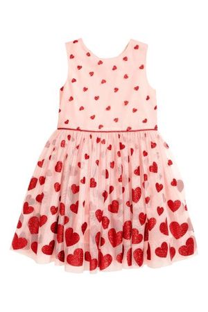 Glittery tulle dress - Light pink/Heart - Kids | H&M CA
