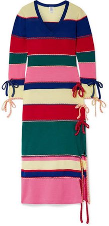 Striped Wool Midi Dress - Pink