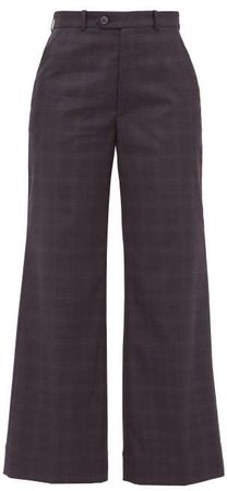 Plaid Tailored Cotton Trousers - Womens - Navy Multi