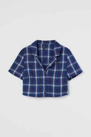 Cropped royal blue plaid checked jacket outerwear - Ladies | H&M US