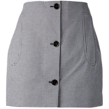 Carven Buttoned Front Checked Skirt