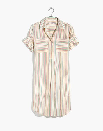 Popover Courier Shirtdress in Textured Rainbow Stripe