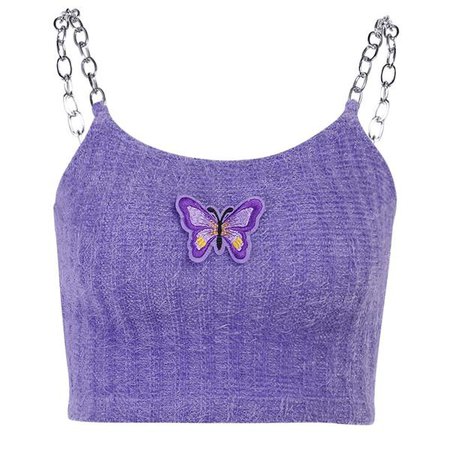 Lilac Butterfly Chained Fuzzy Crop Top – MELLOW PICKS