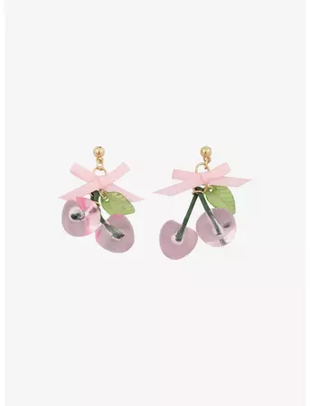 Sweet Society Pink Cherry Bow Earrings | Hot Topic
