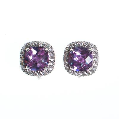 Vintage Pave Diamante Crystal and Light Amethyst Purple Soft Squared S - Vintage Meet Modern