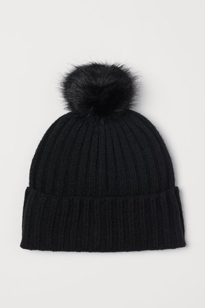Knit Hat with Pompoms - Black - | H&M US