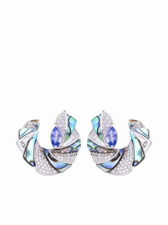 Shop Ananya 18kt white gold Miniature Mogra C-Clips earrings with Express Delivery - FARFETCH