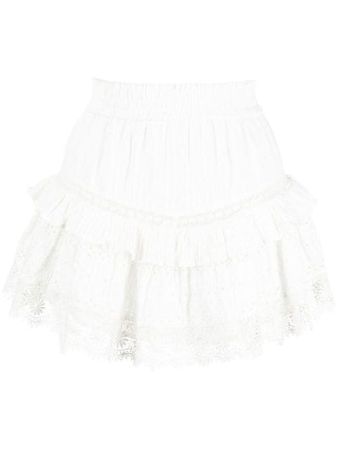 LoveShackFancy lace-trimmed Ruffled Skirt - Farfetch