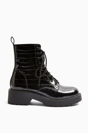 KACY Black Patent Chunky Boots | Topshop