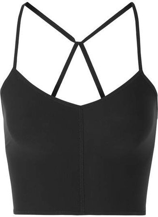 Cropped Stretch-jersey Top - Black