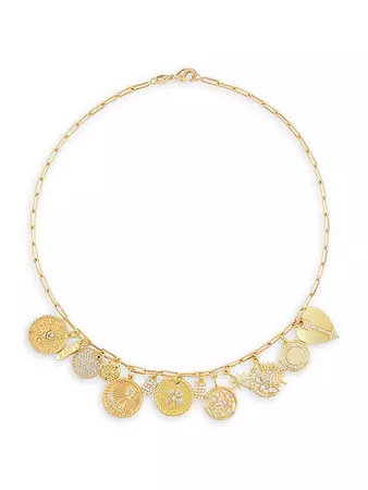 Shop Alexa Leigh Lucky Charms 14K Gold-Filled & Cubic Zirconia Medallion Necklace | Saks Fifth Avenue