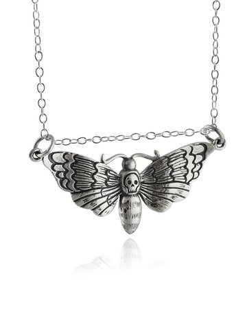 Death's Head Hawk Moth Necklace - 925 Sterling Silver