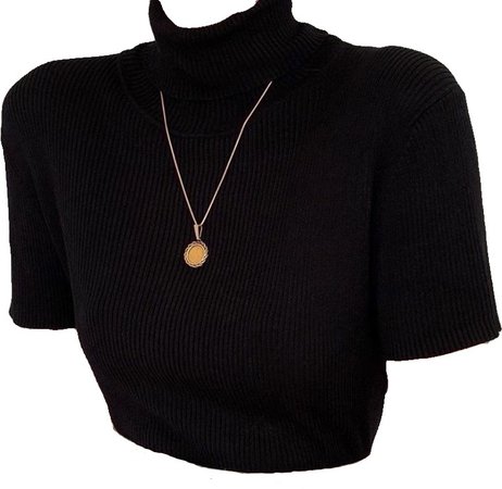 black short sleeve turtleneck sweater