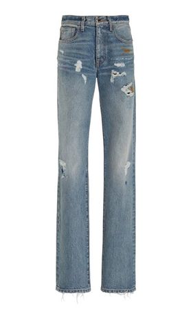 Distressed Rigid High-Rise Straight-Leg Jeans By Brandon Maxwell | Moda Operandi