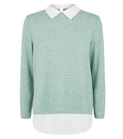 JDY Mint Green 2 In 1 Collared Jumper | New Look