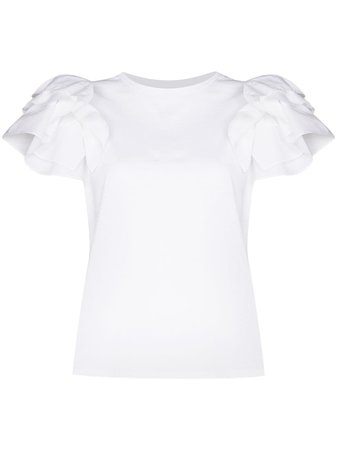 Alexander McQueen Ruffle Sleeve Cotton T-shirt - Farfetch