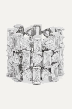 Silver Silver-tone cubic zirconia ring | Kenneth Jay Lane | NET-A-PORTER