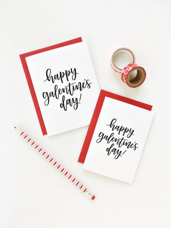 SET OF 6 / Happy Galentine's Day Calligraphy Card | Etsy