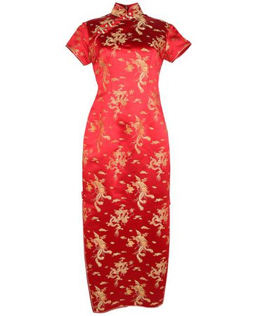 Red and Gold Cheongsam Short Sleeve