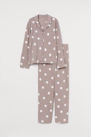 Pajama Shirt and Pants - Dusky pink/dotted - Ladies | H&M US