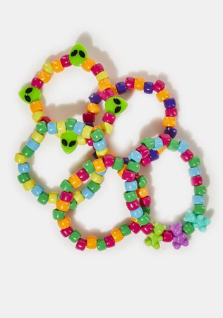 Rainbow Beaded Bracelets Set With Aliens And Gummy Bears – Dolls Kill