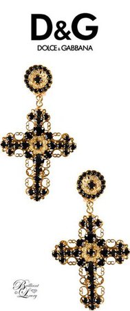 (1) Pinterest - Brilliant Luxury by Emmy DE ♦ Dolce & Gabbana Cross Black Swarovski Clip-On Earrings | POLY