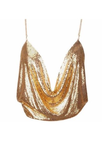 gold sequin draped top shirt Y2k